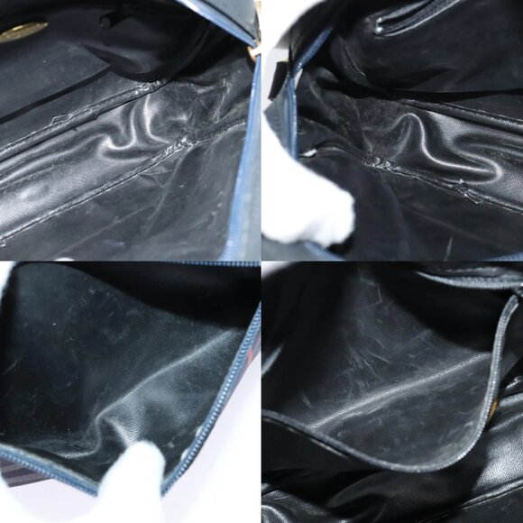 BURBERRY Nova Check Hand Bag Canvas Navy Auth JB069 - Picture 4 of 15